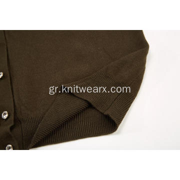 Γυναικεία Πλεκτή Διαμαντένια Κουμπιά Placket &amp; Cuff Ζακέτα